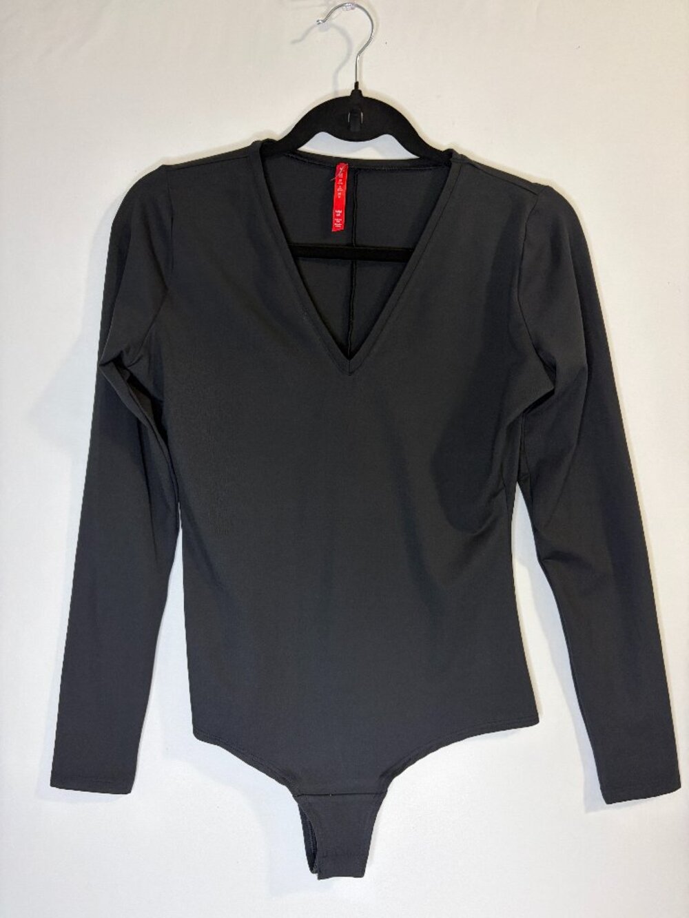 SPANX Long Sleeve Black V-Neck Bodysuit M Medium